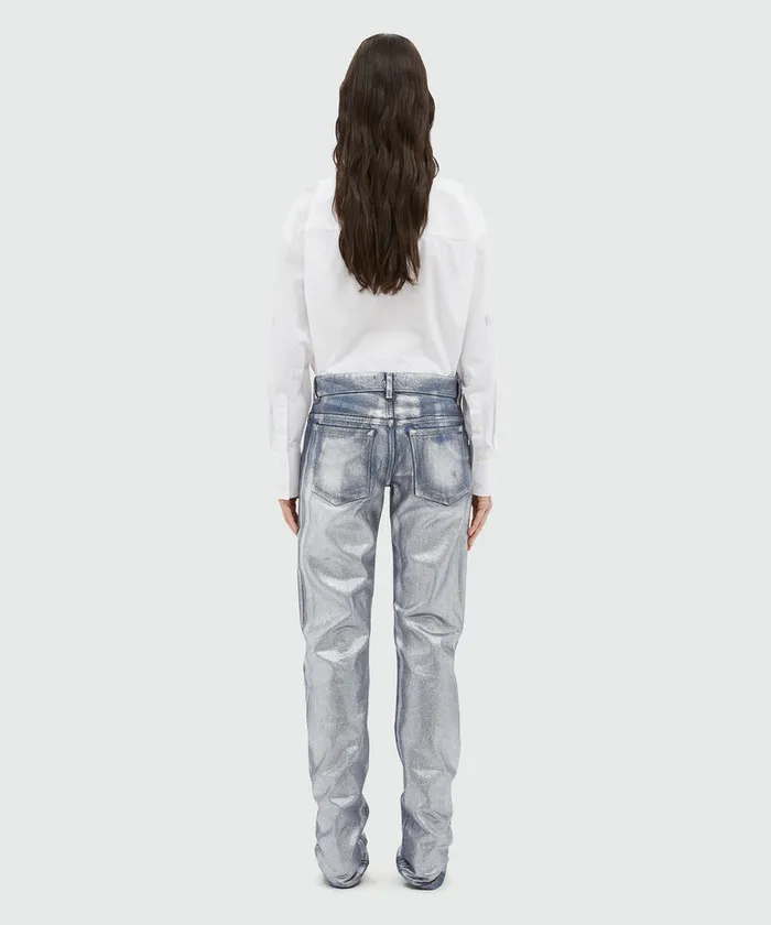 Metallic Demin Pants Women MSGM Pants And Shorts