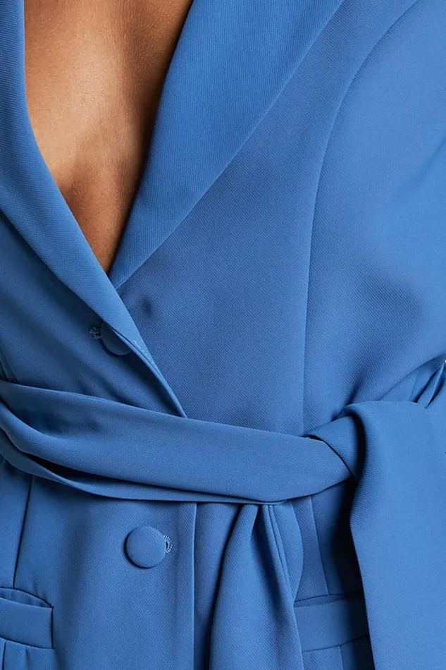 Mhina Mini Dress 8211 Waist Tie Blazer Dress In Cobalt Women Showpo Curve Clothes