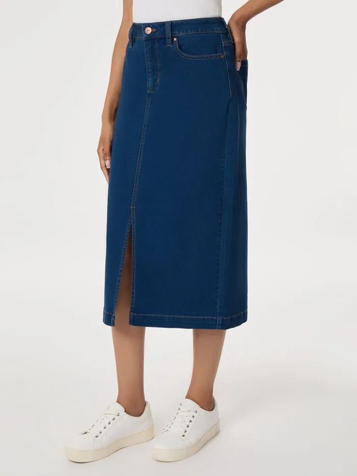 Midi Denim Front Slit Skirt Phoenix Wash Women Jones New York Pants and Skirts Midi Denim Front Slit Skirt Phoenix Wash Women Jones New York Pants and Skirts