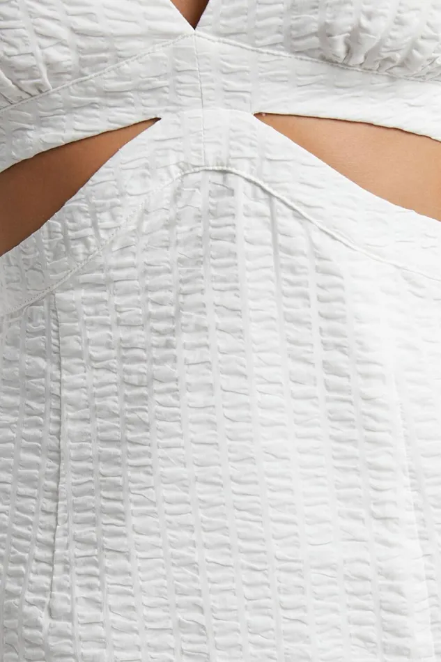 Miggy Midi Dress 8211 Puff Sleeve Cut Out Split Dress In White Women Showpo Curve Clothes