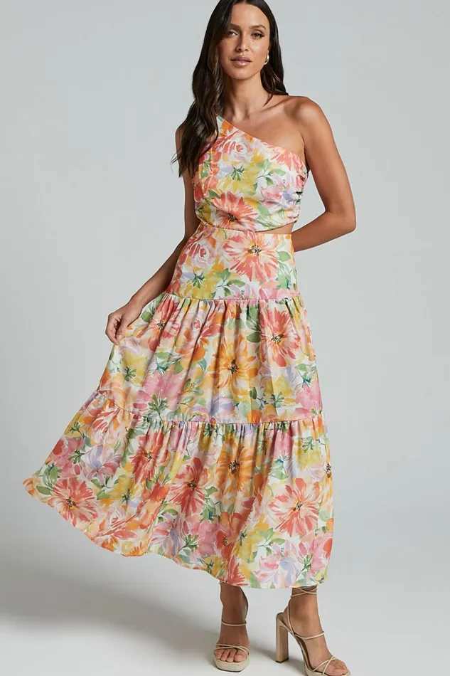 Mitzy Midi Dress 8211 One Shoulder Cut Out Tiered Dress In Summer Floral Women Showpo Dresses Mitzy Midi Dress 8211 One Shoulder Cut Out Tiered Dress In Summer Floral Women Showpo Dresses