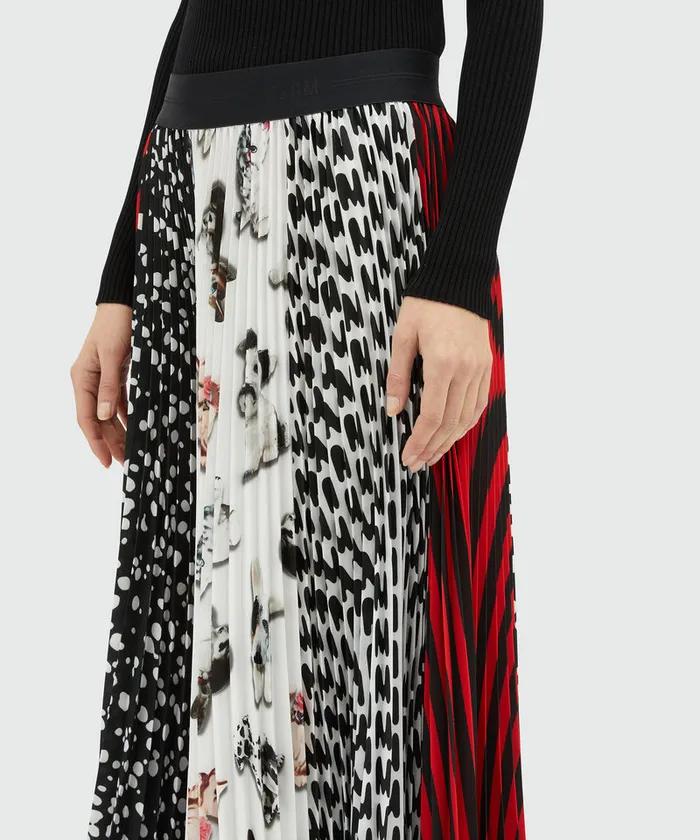 Mixed Pattern Pleated Skirt Women MSGM Skirts