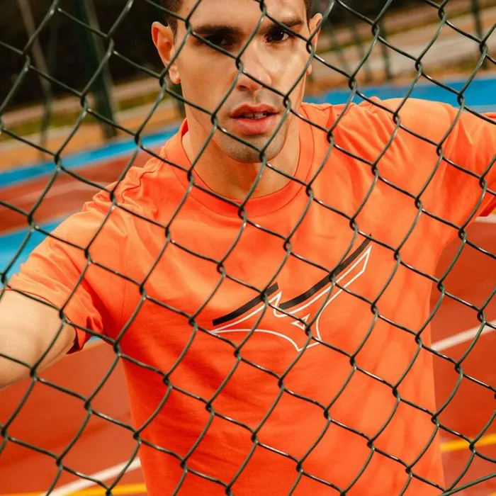 Mizuno Athletics RB Tee Nasturtium Men Athleticwear Mizuno Athletics RB Tee Nasturtium Men Athleticwear