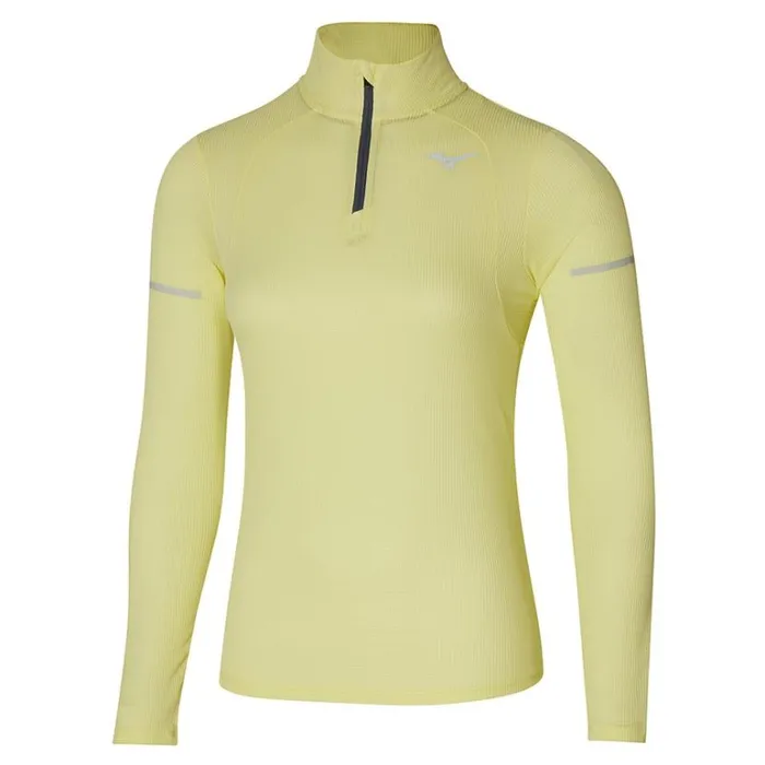 Mizuno DRYAEROFLOW LS HZ Pale Lime Yellow Women Tops
