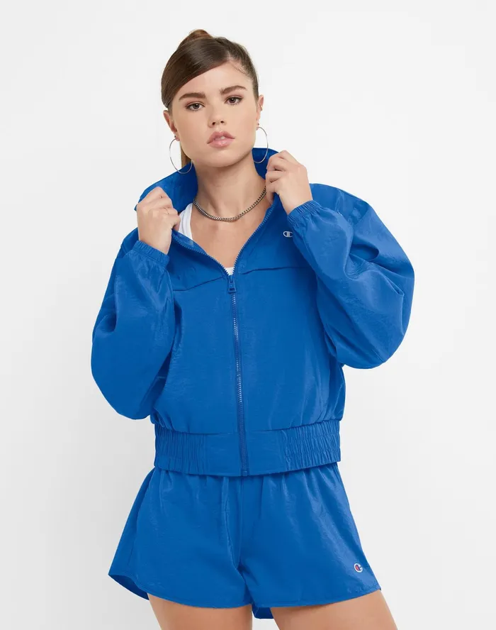 Mock Neck ZipUp Wind Breaker Jacket C Logo Odyssey Women Champion Jackets