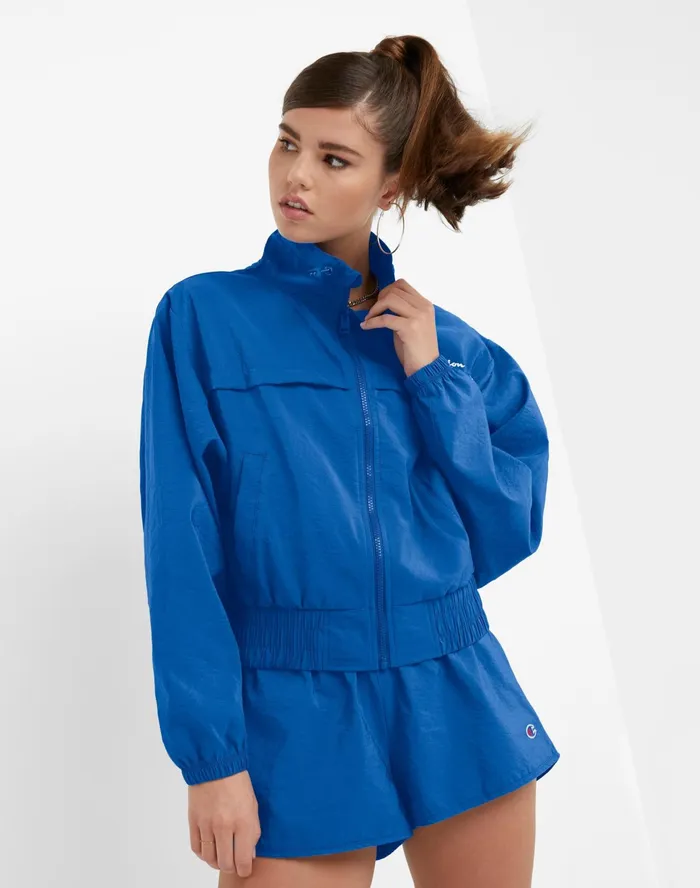 Mock Neck ZipUp Wind Breaker Jacket C Logo Odyssey Women Champion Jackets
