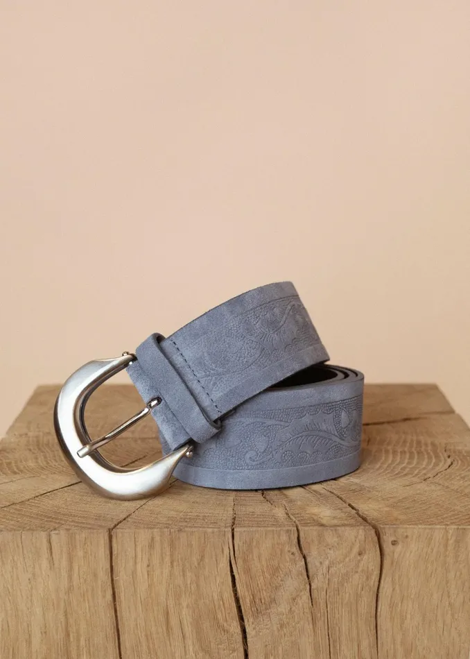 MOS MOSH Accessories Women MMEmbossed Suede Waist Belt Cashmere Blue
