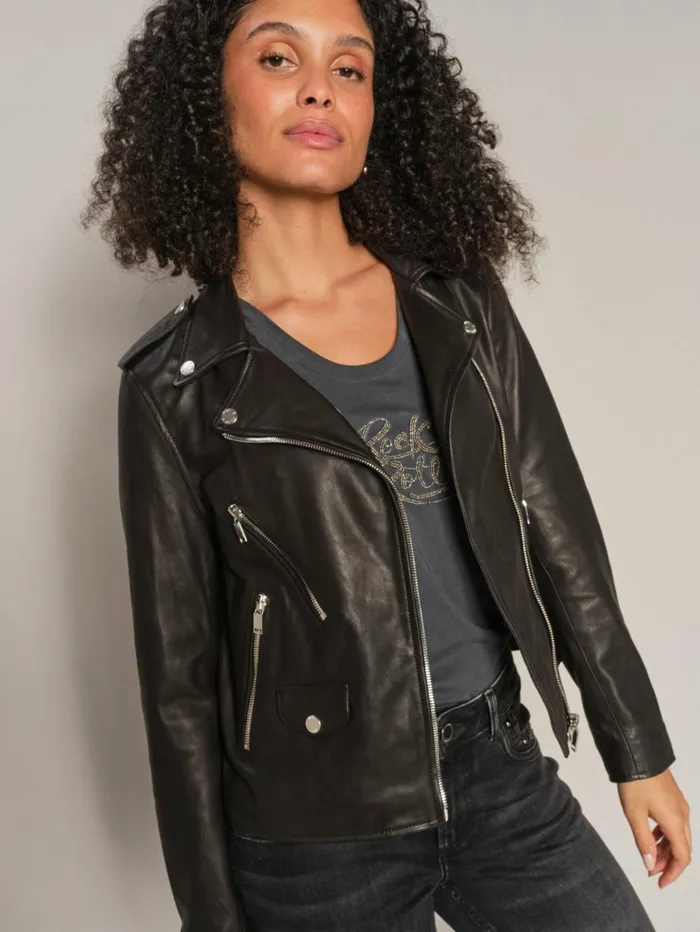 MOS MOSH Jackets and Coats Women MMMitchel Mol Leather Jacket Black MOS MOSH Jackets and Coats Women MMMitchel Mol Leather Jacket Black