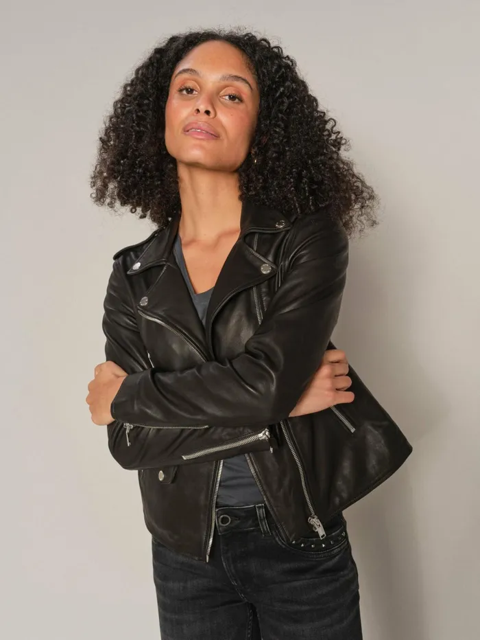 MOS MOSH Jackets and Coats Women MMMitchel Mol Leather Jacket Black MOS MOSH Jackets and Coats Women MMMitchel Mol Leather Jacket Black