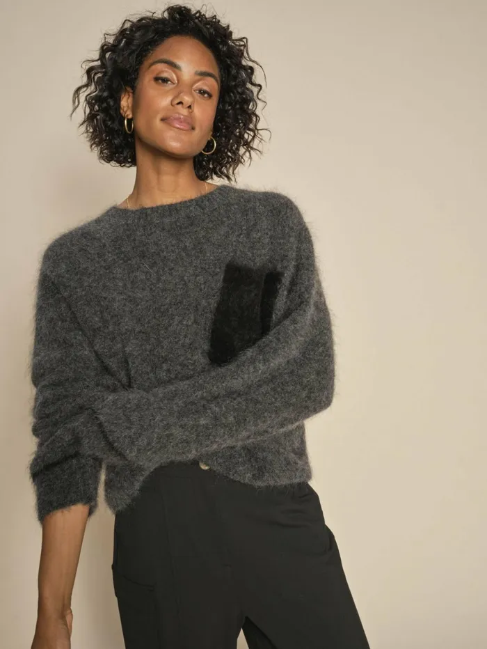 MOS MOSH Knits Women MMAilia Mohair Knit Phantom MOS MOSH Knits Women MMAilia Mohair Knit Phantom