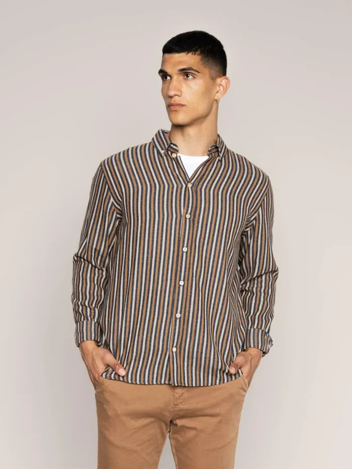 MOS MOSH Shirts Men MMGTheo Stripe Shirt Navy Stripe