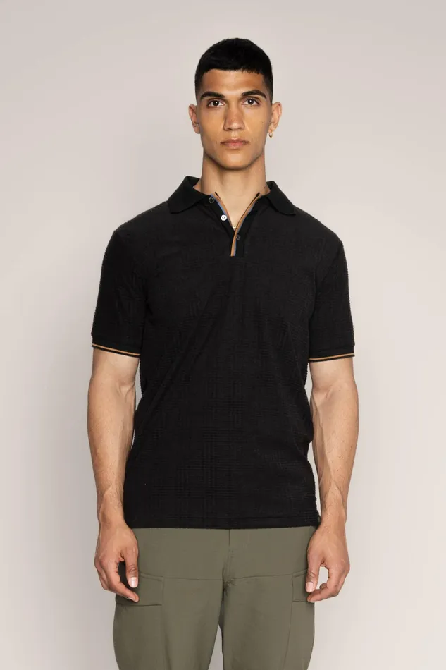 MOS MOSH Tees Men MMGRoma SS Split Polo Black