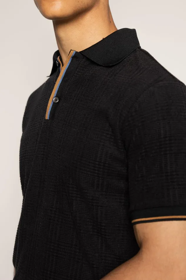 MOS MOSH Tees Men MMGRoma SS Split Polo Black MOS MOSH Tees Men MMGRoma SS Split Polo Black