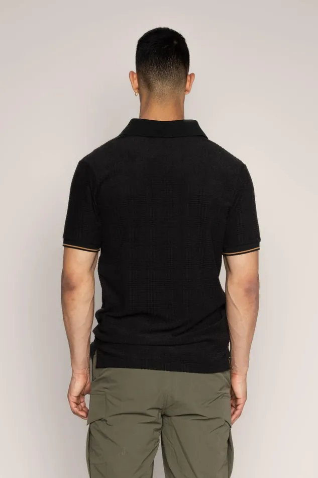 MOS MOSH Tees Men MMGRoma SS Split Polo Black MOS MOSH Tees Men MMGRoma SS Split Polo Black