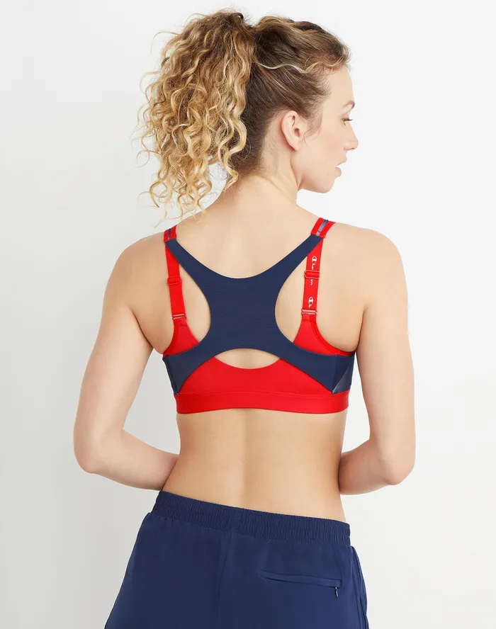 Motion Control Zip Sports Bra Wirefree Script Logo Red Flame Women Champion Sports Bras and Bralettes