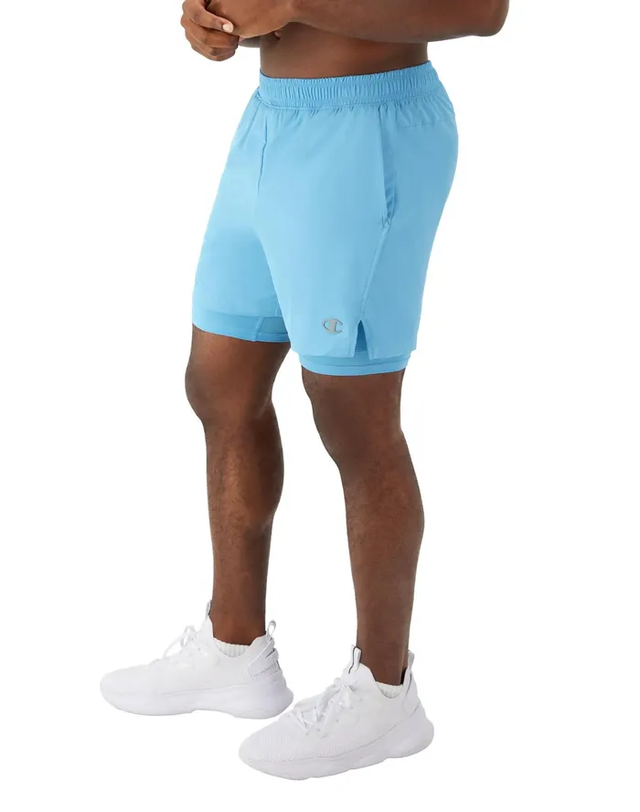 Mvp Shorts With Total Support Pouch Moisture Wicking C Logo 7034 Raindrop Blue Men Champion Shorts