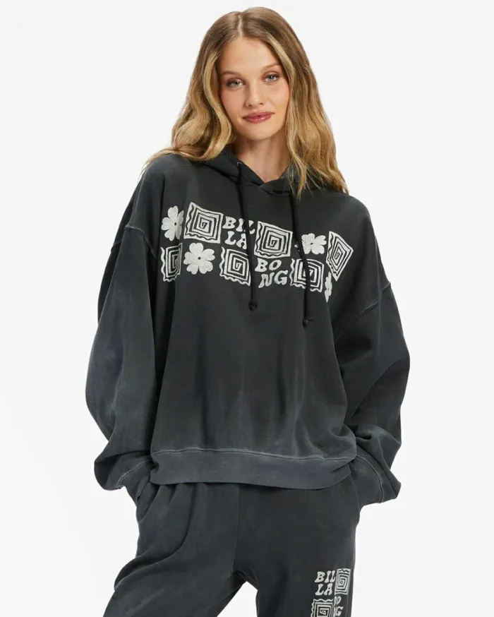 Mystic Surf Sweatshirt VNeck Sweatshirt Black Pebble Women Billabong Sweatshirts and Fleece