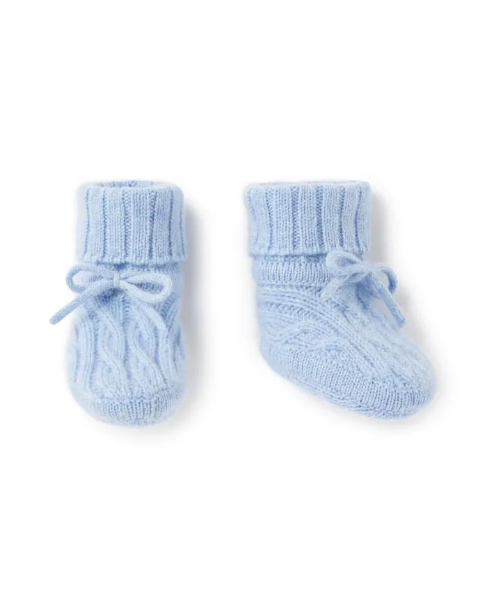 NPeal Baby Children Cable Cashmere Booties Cornflower Blue