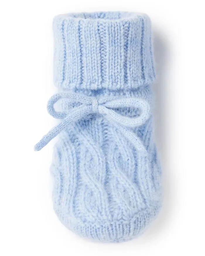 NPeal Baby Children Cable Cashmere Booties Cornflower Blue