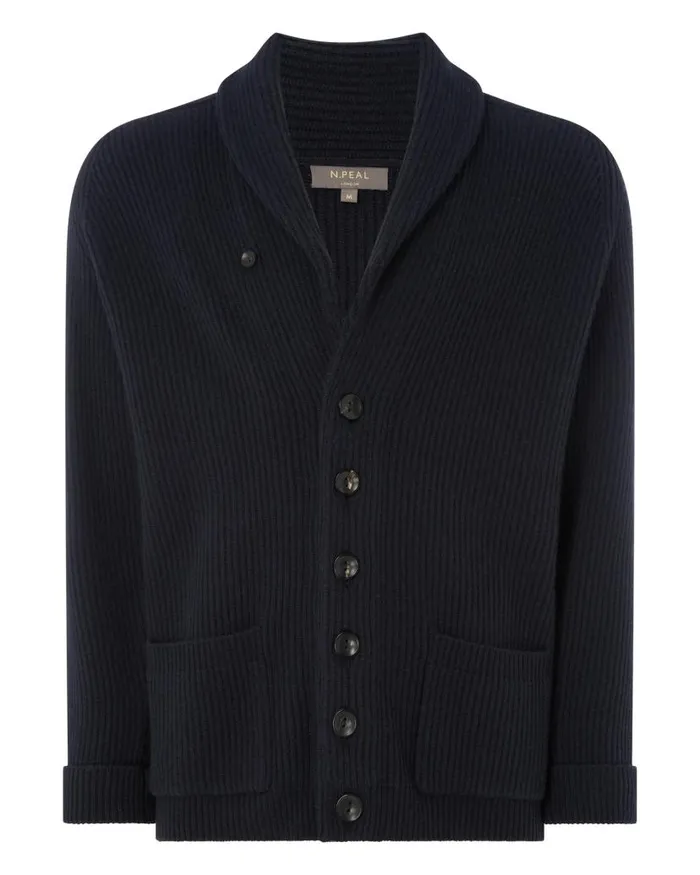 NPeal Cardigans Men Kensington Cashmere Cardigan Navy Blue