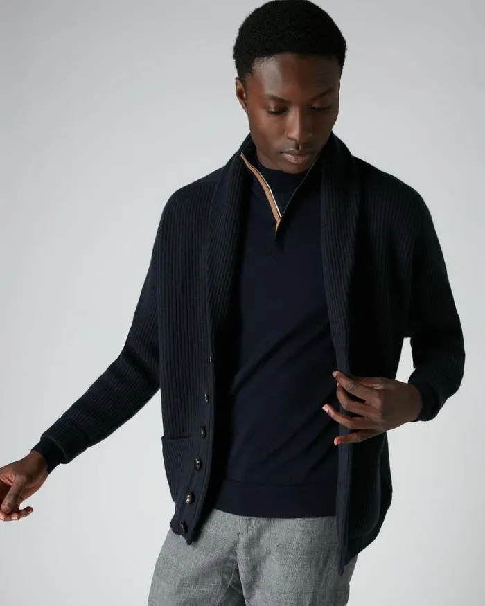 NPeal Cardigans Men Kensington Cashmere Cardigan Navy Blue