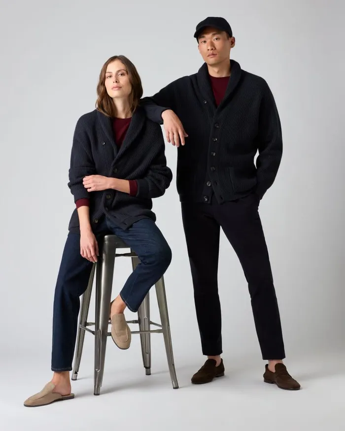 NPeal Cardigans Men Kensington Cashmere Cardigan Navy Blue