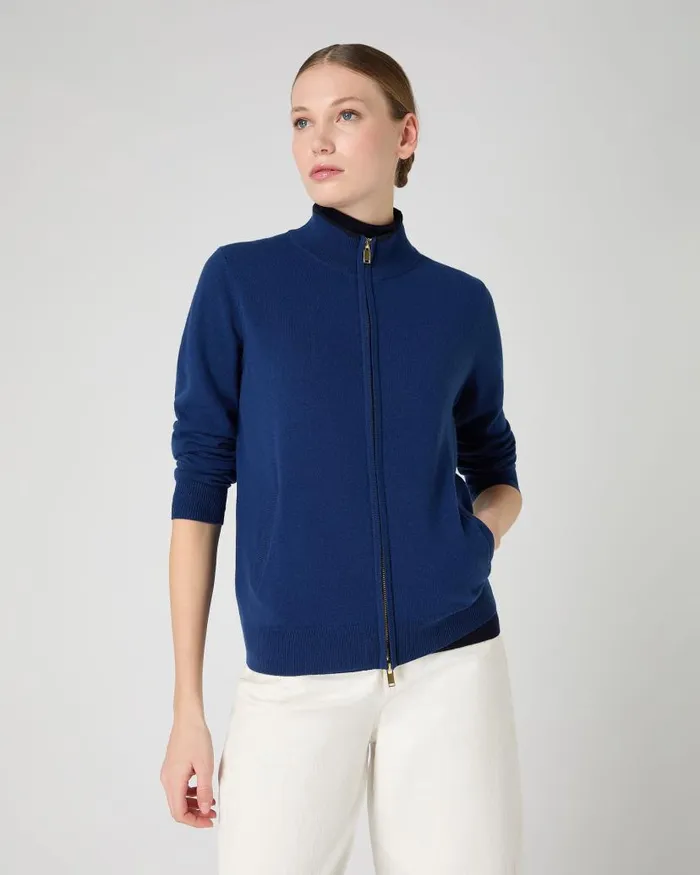 NPeal Cardigans Women Alisa Full Zip Cashmere Cardigan French Blue
