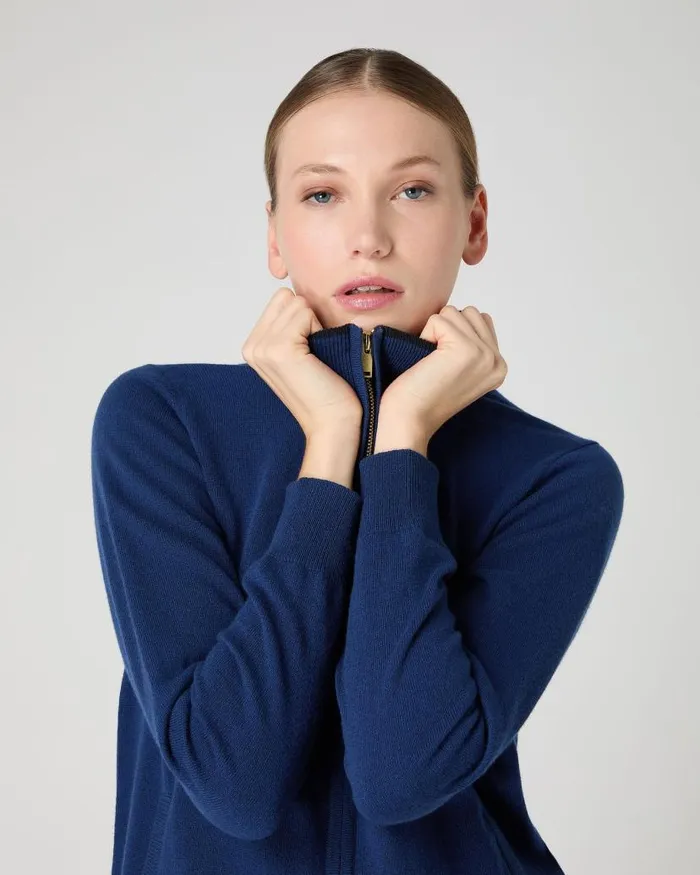 NPeal Cardigans Women Alisa Full Zip Cashmere Cardigan French Blue