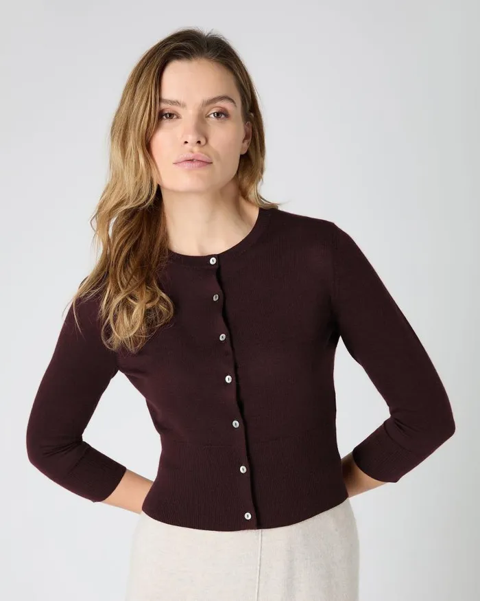 NPeal Cardigans Women Darcie Superfine Cashmere Cropped Cardigan Clove Brown