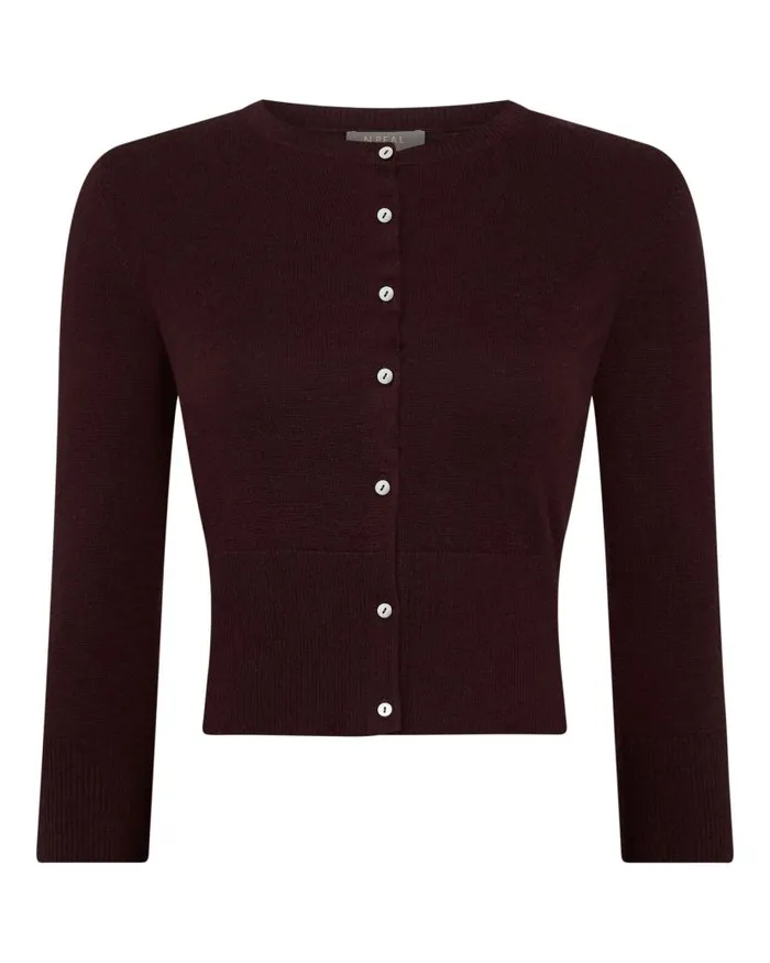 NPeal Cardigans Women Darcie Superfine Cashmere Cropped Cardigan Clove Brown