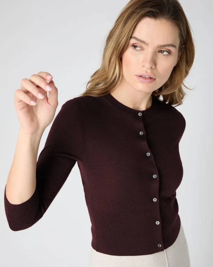 NPeal Cardigans Women Darcie Superfine Cashmere Cropped Cardigan Clove Brown