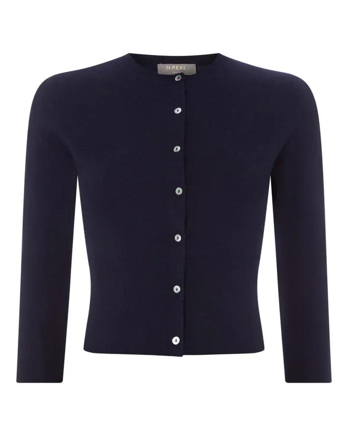 NPeal Cardigans Women Darcie Superfine Cashmere Cropped Cardigan Navy Blue