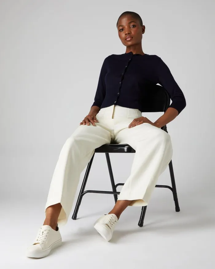 NPeal Cardigans Women Darcie Superfine Cashmere Cropped Cardigan Navy Blue
