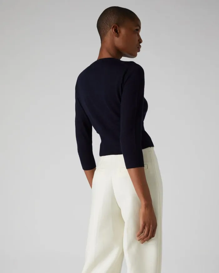 NPeal Cardigans Women Darcie Superfine Cashmere Cropped Cardigan Navy Blue