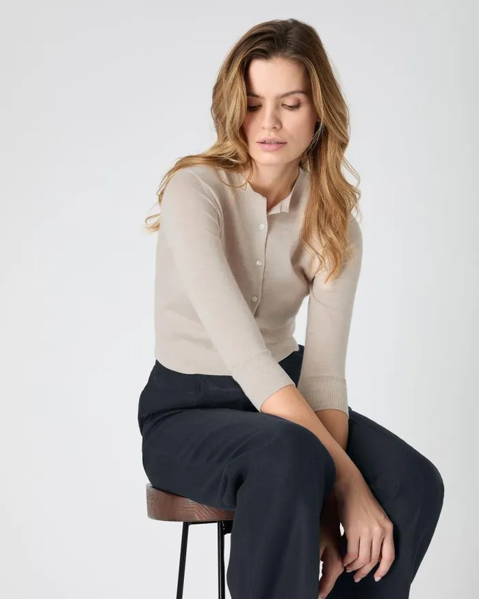 NPeal Cardigans Women Darcie Superfine Cashmere Cropped Cardigan Sandstone Brown