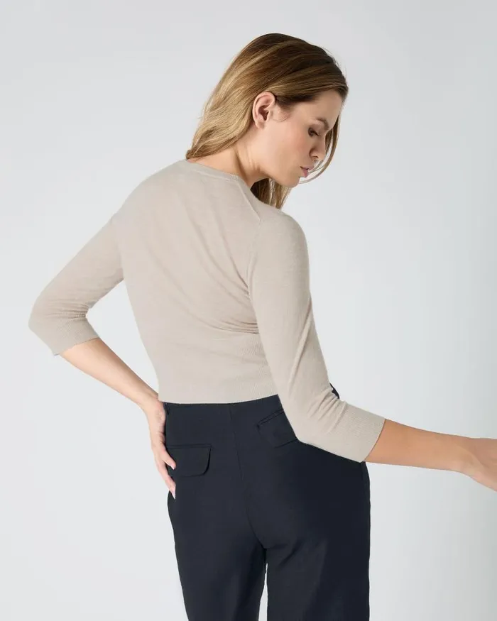NPeal Cardigans Women Darcie Superfine Cashmere Cropped Cardigan Sandstone Brown