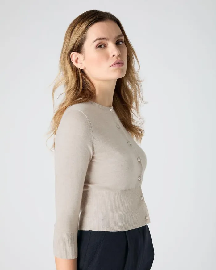 NPeal Cardigans Women Darcie Superfine Cashmere Cropped Cardigan Sandstone Brown