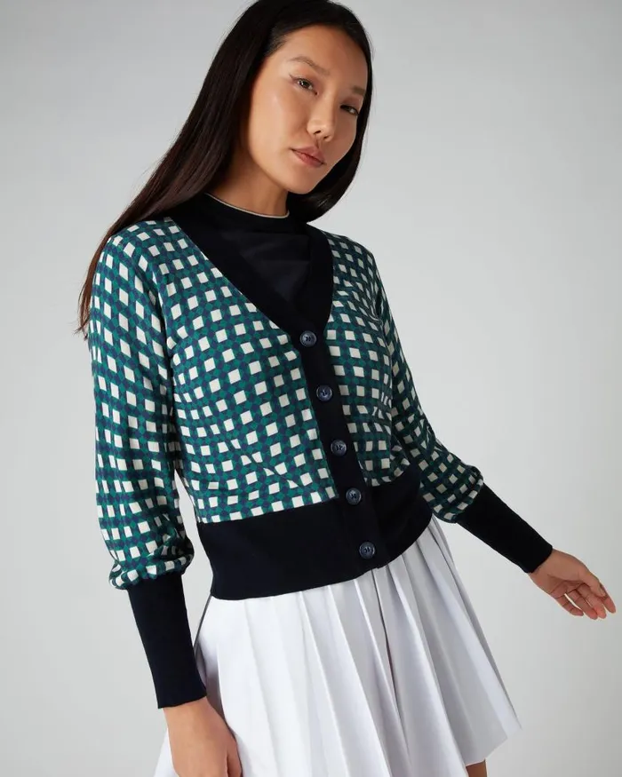 NPeal Cardigans Women Green Geo Print Cardigan Green