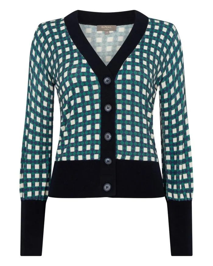 NPeal Cardigans Women Green Geo Print Cardigan Green