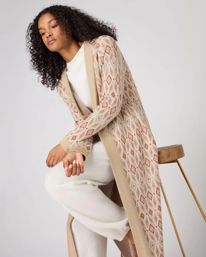 NPeal Cardigans Women Jacquard Knit Silk Cashmere Cardigan Multi