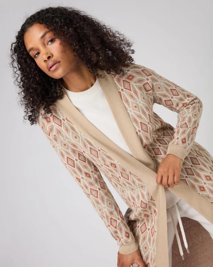 NPeal Cardigans Women Jacquard Knit Silk Cashmere Cardigan Multi