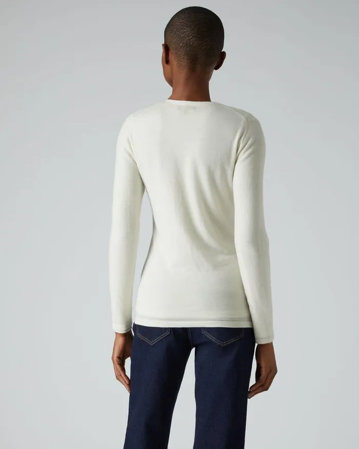 NPeal Cardigans Women Mia Superfine Cashmere V Neck Cardigan New Ivory White