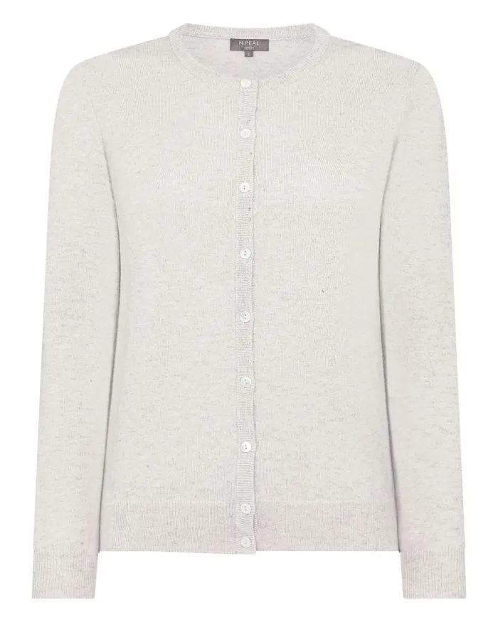 NPeal Cardigans Women Olivia Round Neck Cashmere Cardigan Pebble Grey