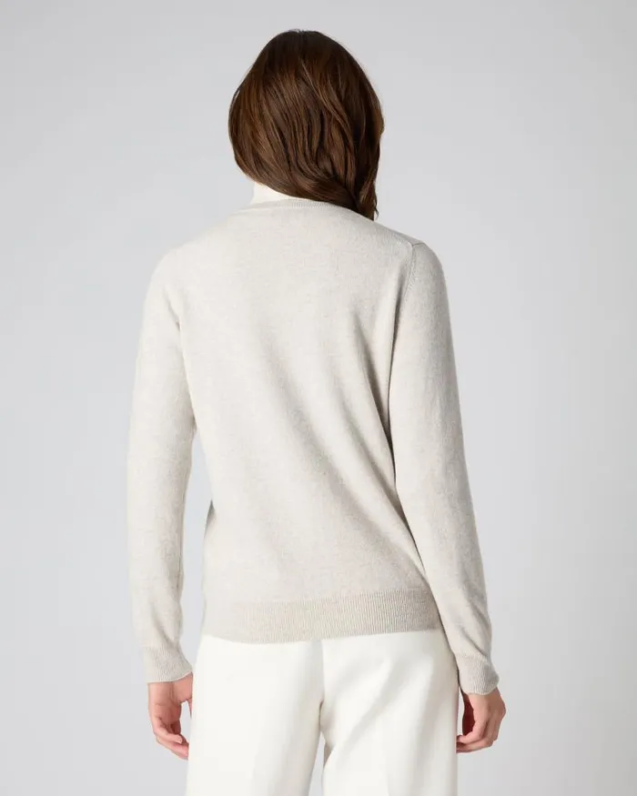 NPeal Cardigans Women Olivia Round Neck Cashmere Cardigan Pebble Grey