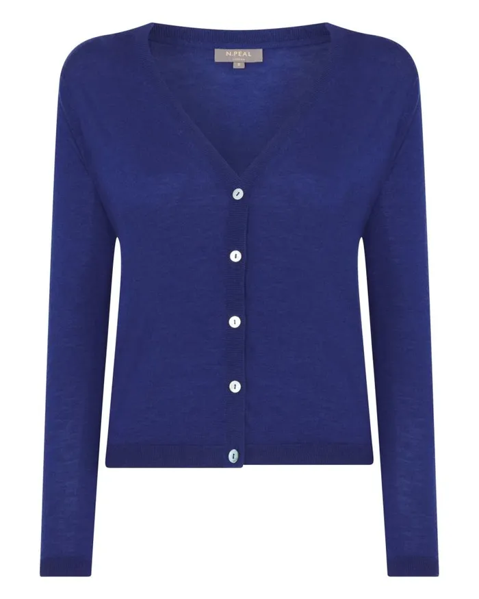 NPeal Cardigans Women Superfine Cashmere V Neck Cardigan Indigo Blue