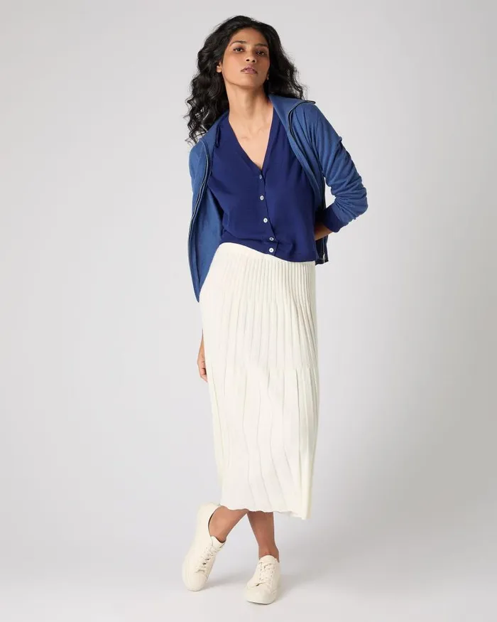 NPeal Cardigans Women Superfine Cashmere V Neck Cardigan Indigo Blue