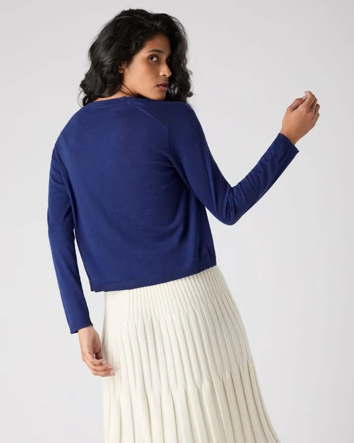 NPeal Cardigans Women Superfine Cashmere V Neck Cardigan Indigo Blue