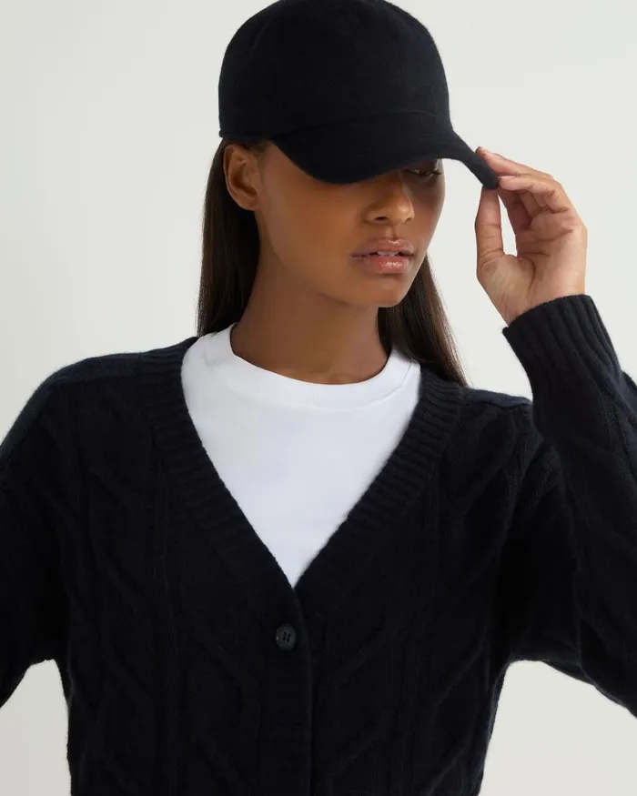 NPeal Cardigans Women V Neck Cable Cashmere Cardigan Navy Blue