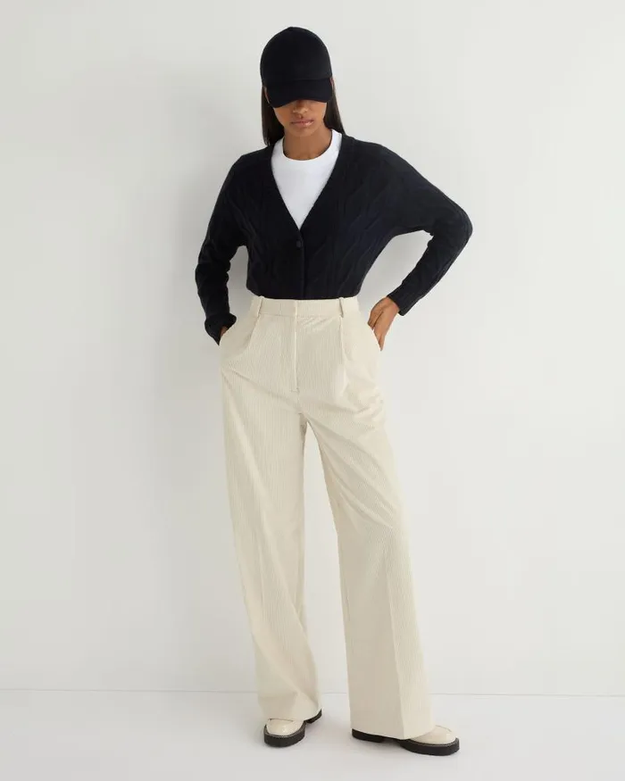NPeal Cardigans Women V Neck Cable Cashmere Cardigan Navy Blue