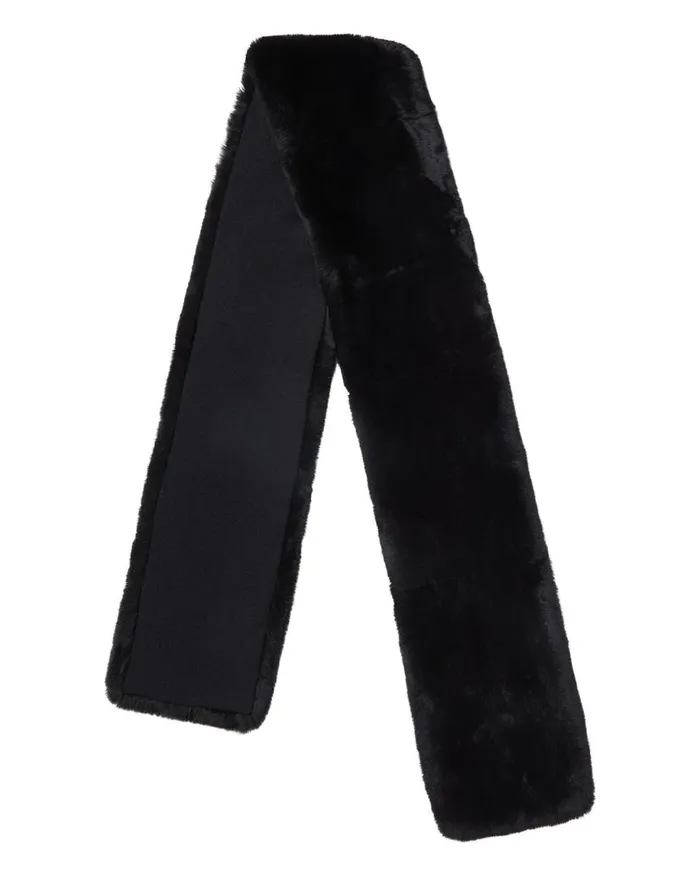 NPeal Cashmere Scarves WomenMen Unisex Long Fur Scarf Black